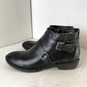 Born Concept black vegan leather booties buckle straps size 7.5